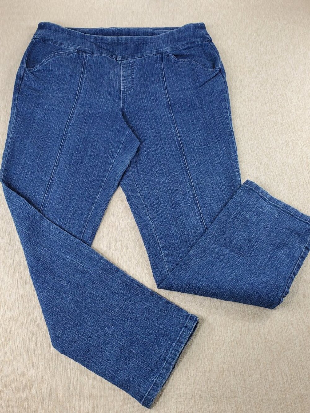 D & Co Women's Blue Jeans Size 20W Straight Leg Pull-On Stretch Denim Pants